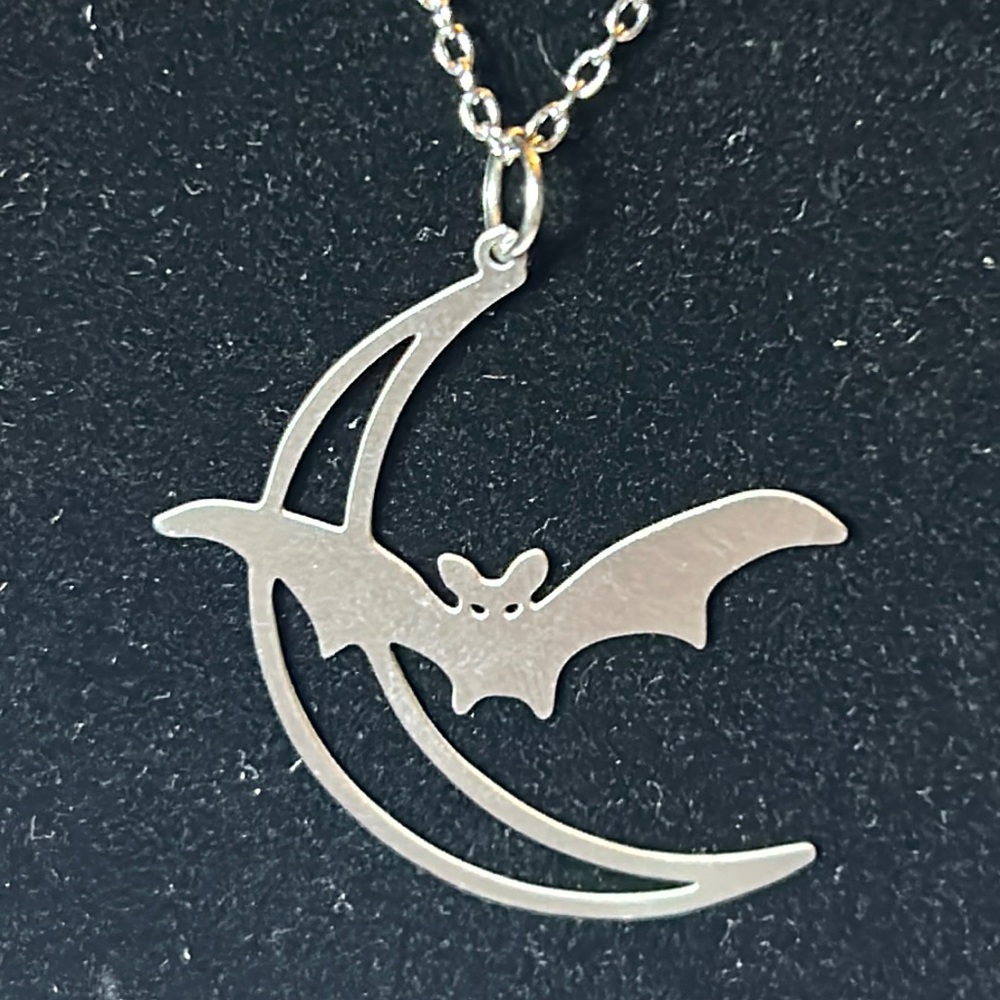 Bat and moon pendant